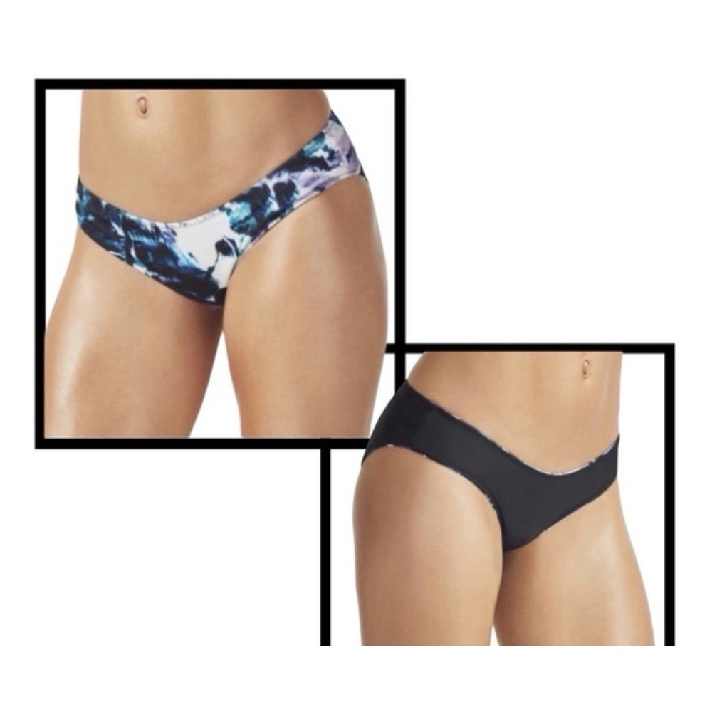 Fabletics Reversible Bikini Bottom Watercolor Abstract Black S1616369-2311-17040